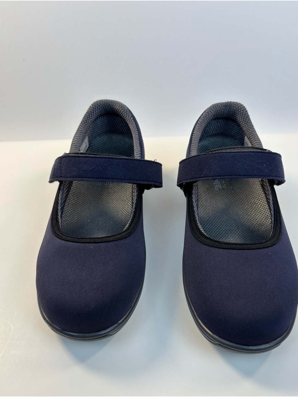 Women’s Navy Mary Jane Comfort Flats with Hook Strap